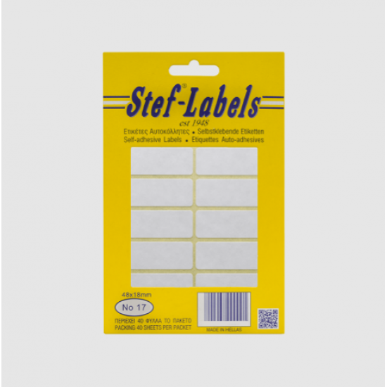 STEF ΕΤΙΚΕΤΤΕΣ ΑΥΤΟΚΟΛΛΗΤΕΣ 048x018mm 16/Φ. ΛΕΥΚΕΣ 40Φ.